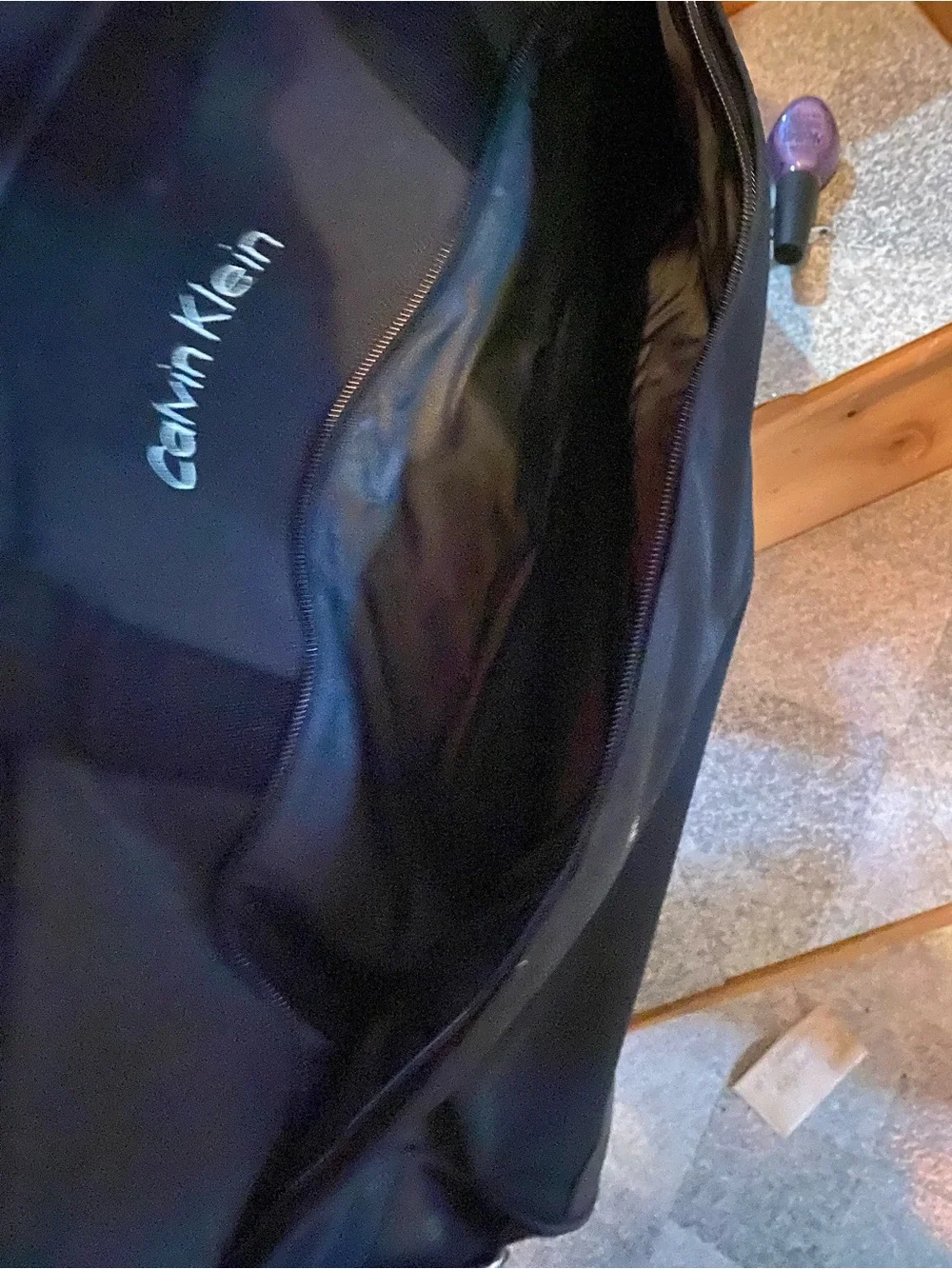Calvin Klein Black Canvas Duffel Bag with Shoulder Strap